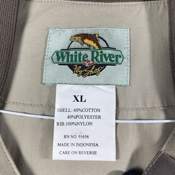VTG White River Fishing/ Hunting Vest Mens XL Brown Beige 31 Cargo Pockets Zip - Picture 3 of 3